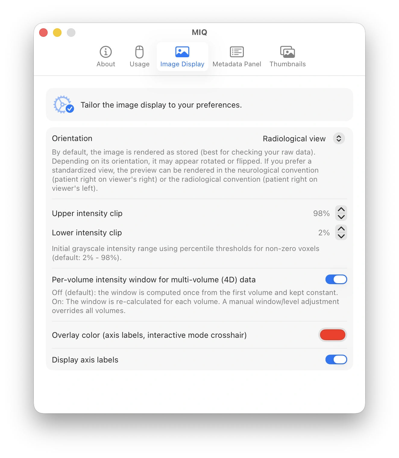 MIQ settings — general